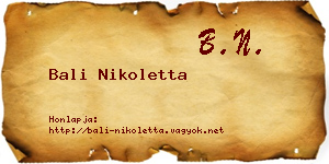 Bali Nikoletta névjegykártya